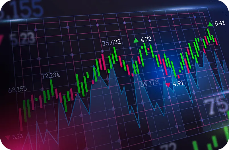 Crypto candlestick chart illustration